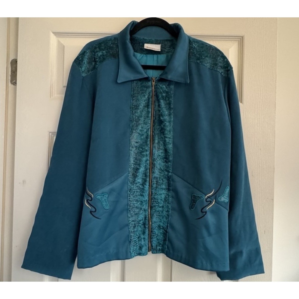 Vintage Jordan's Women's Jacket Green Faux Croc Skin Made In USA